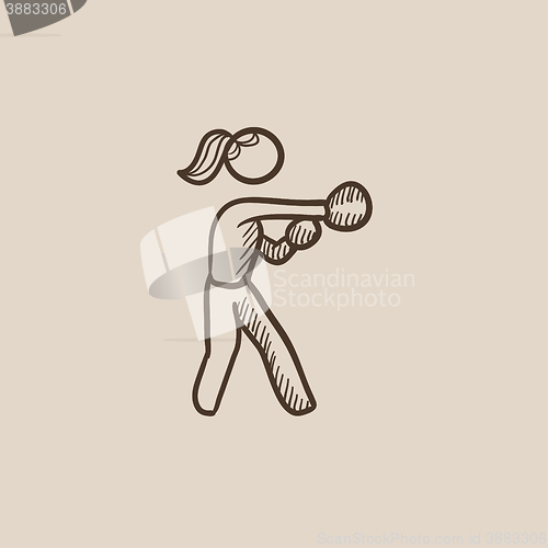 Image of Female boxer sketch icon.