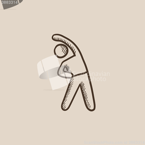 Image of Man making exercises sketch icon.