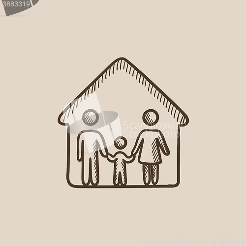 Image of Family house sketch icon.