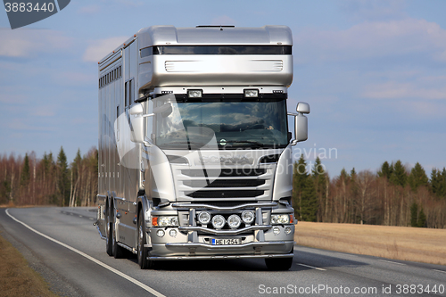 Image of New Scania Horsebox on the Road