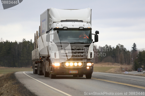 Image of White Scania Truck Transport 