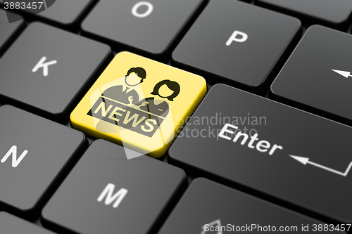 Image of News concept: Anchorman on computer keyboard background