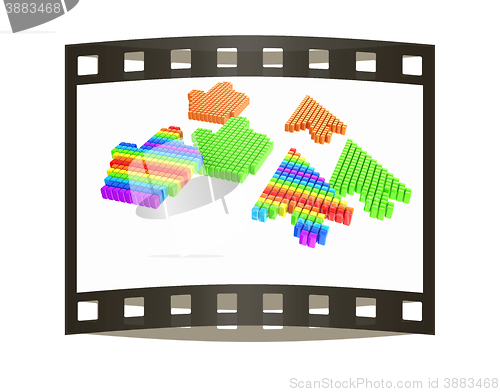 Image of Set of Link selection computer mouse cursor on white background. The film strip