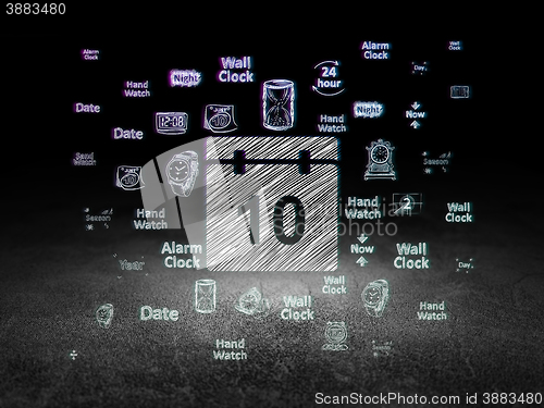 Image of Time concept: Calendar in grunge dark room