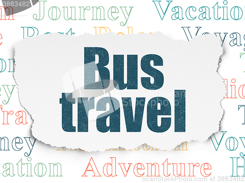Image of Tourism concept: Bus Travel on Torn Paper background