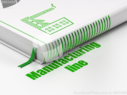 Image of Manufacuring concept: book Industry Building, Manufacturing Line on white background