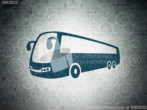 Image of Tourism concept: Bus on Digital Data Paper background