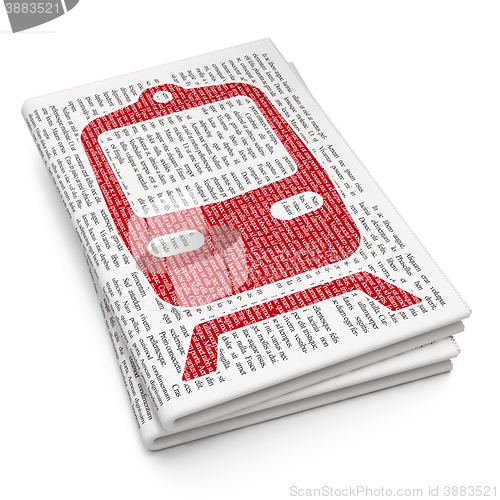Image of Vacation concept: Train on Newspaper background