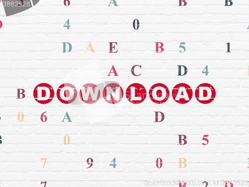 Image of Web development concept: Download on wall background