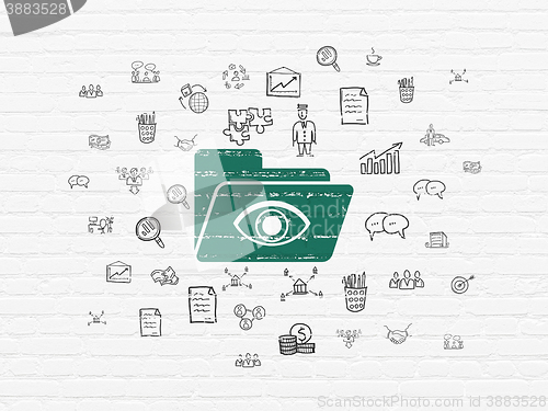 Image of Business concept: Folder With Eye on wall background