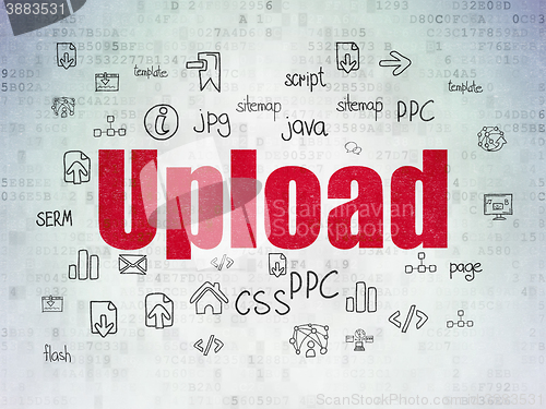Image of Web design concept: Upload on Digital Data Paper background