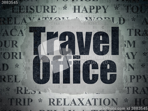 Image of Travel concept: Travel Office on Digital Data Paper background