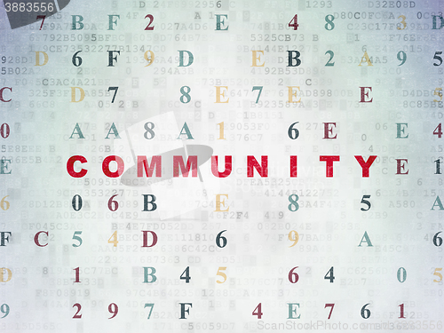 Image of Social network concept: Community on Digital Data Paper background