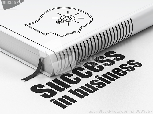 Image of Finance concept: book Head With Lightbulb, Success In business on white background