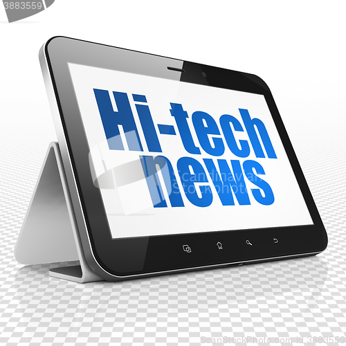 Image of News concept: Tablet Computer with Hi-tech News on display