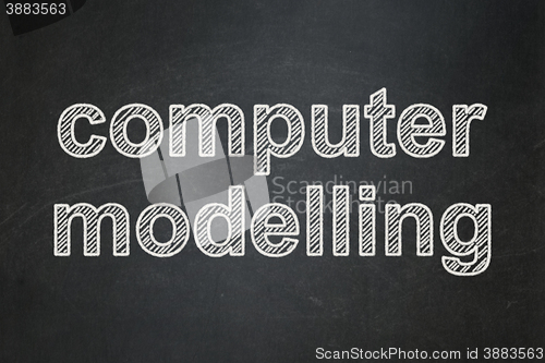 Image of Science concept: Computer Modelling on chalkboard background