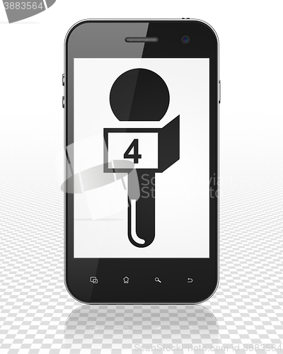 Image of News concept: Smartphone with Microphone on display