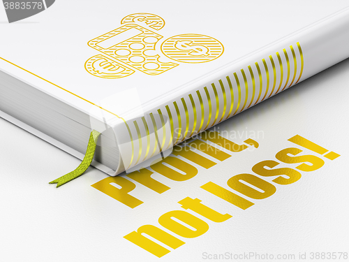 Image of Finance concept: book Calculator, Profit, Not Loss! on white background