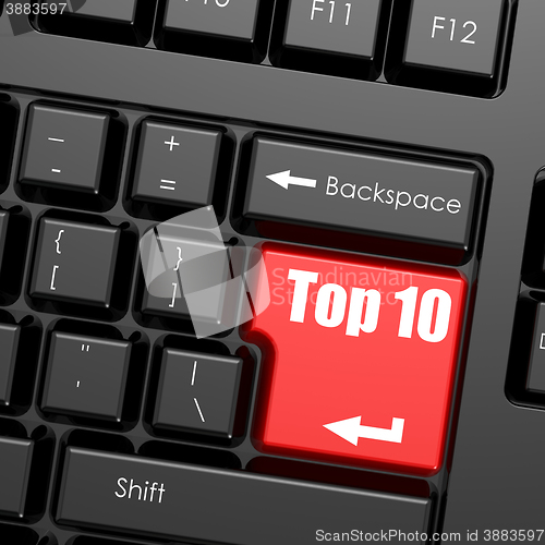 Image of Red enter button on computer keyboard, Top 10 word