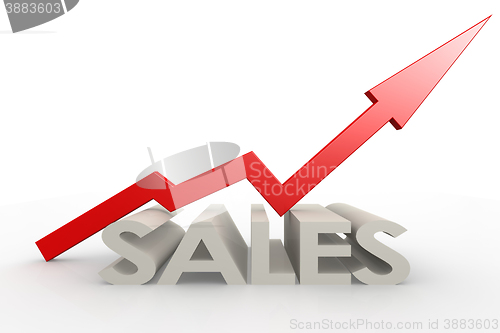 Image of Red upward arrow with sales word