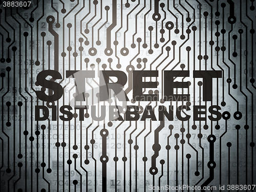 Image of Politics concept: circuit board with Street Disturbances