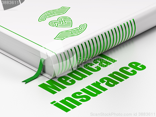 Image of Insurance concept: book Heart And Palm, Medical Insurance on white background