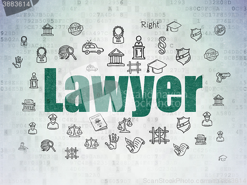 Image of Law concept: Lawyer on Digital Data Paper background