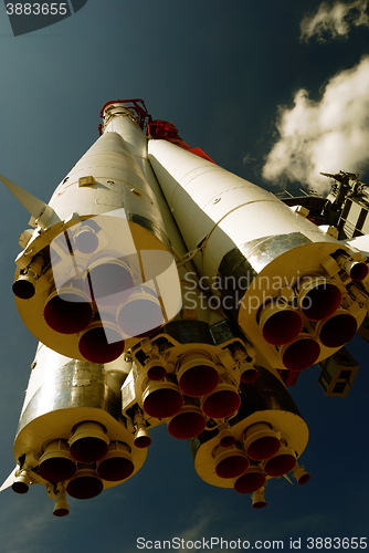 Image of space rocket Vostok-1 with bicolor filter 