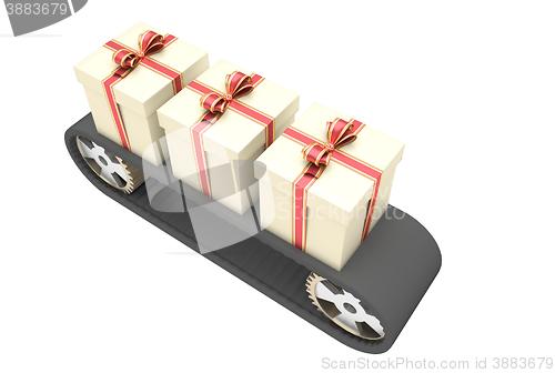 Image of conveyer belt and gifts