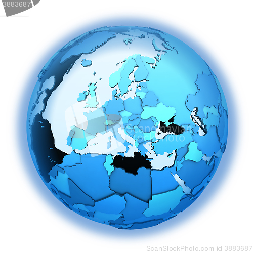 Image of Europe on translucent Earth