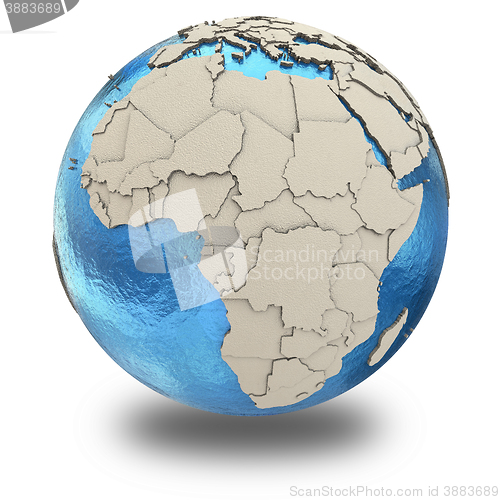 Image of Africa on model of planet Earth