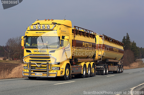 Image of Customized Yellow Scania Tank Truck 