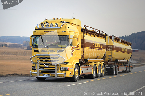 Image of Customized Yelllow Scania Tank Truck