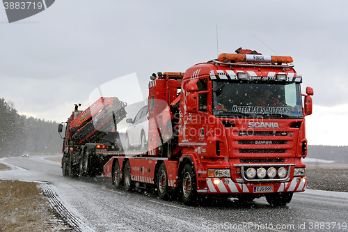 Image of Heavy Duty Tow Truck in Snowfall