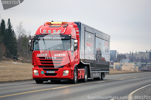 Image of Red Iveco Semi on CaseIH Red Power Tour