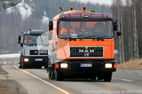 Image of Two MAN Sweeper Trucks Close Up