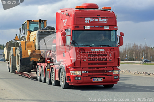 Image of Scania 164G Transports Heavy Volvo Wheel Loader
