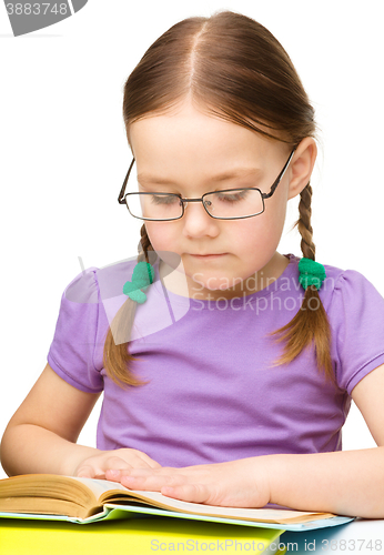 Image of Little girl is reading a book