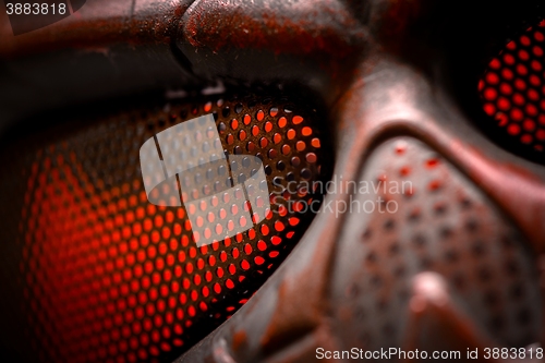 Image of Steel mask covered with rust closeup