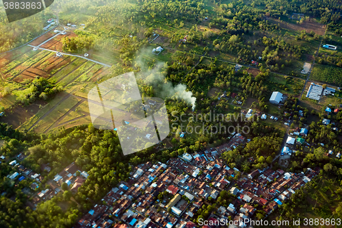 Image of view of the Manado city from the plane