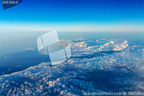 Image of Big white cloud and blue sky background