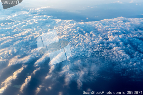 Image of Big white cloud and blue sky background