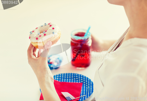 Image of woman celebrating american independence day