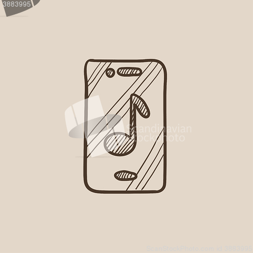 Image of Phone with musical note sketch icon.
