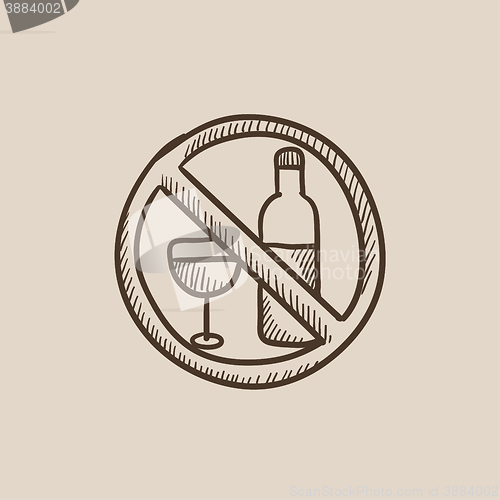 Image of No alcohol sign sketch icon.