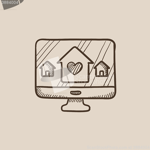 Image of Smart house technology sketch icon.