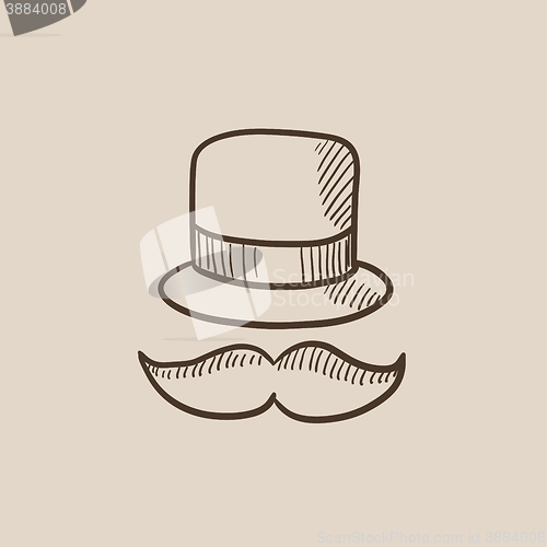 Image of Hat and mustache sketch icon.