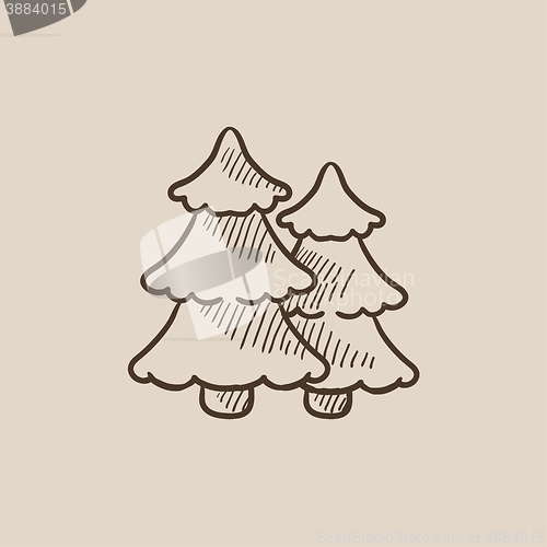 Image of Pine trees sketch icon.