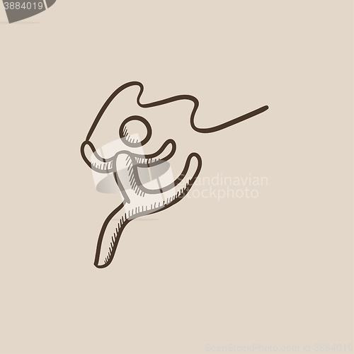 Image of Gymnast with tape sketch icon.