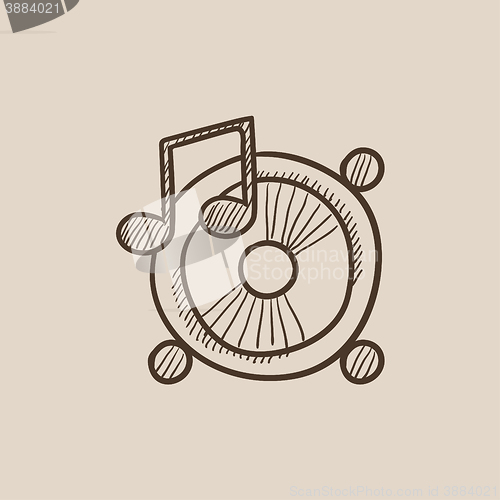 Image of Loudspeakers with music note sketch icon.